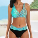 Digital Printed Bikini Set For Lady Beach Equipment Retro Swimming Suit Women
