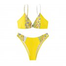 Yellow Floral Bikinis Set For Lady Water Sports Wear Beach Equipment Designer Swimming Suit