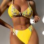 Yellow Floral Bikinis Set For Lady Water Sports Wear Beach Equipment Designer Swimming Suit