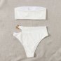 White Bandeau Bikinis Sets Beach Equipment For Women Sexy Swimsuit Hollow Out Beachwear