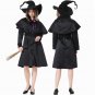 Womens Black Witch Fancy Dress Robe Sorcerer Stage Costumes Wizard Cosplay Uniform