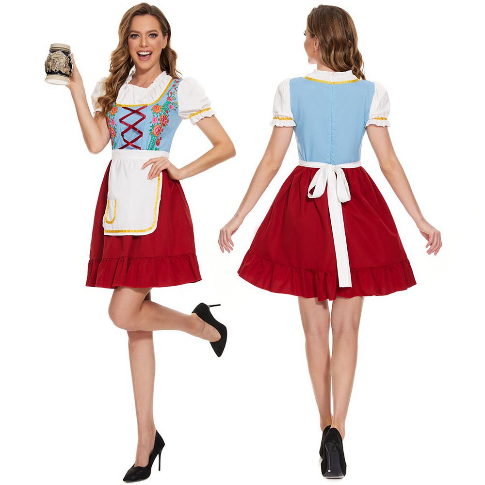 German Woman Traditional Oktoberfest Costume Beergirl Cosplay Outfit Carnival Uniform
