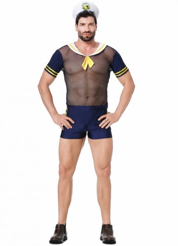Men Navy Cosplay Costume Halloween Naval Uniform Adult Carnival Sailor Outfit