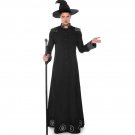 Men Black Wizard Costume Sorcerer Stage Robe Cosplay Uniform Witch Long Coat
