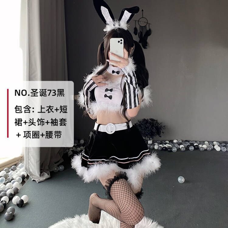 Christmas Black Evil Bunny Costume Santa Claus Fancy Dress Cosplay ...