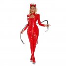 Sexy Devil Costume Mini Dresses Party Wear Clubwear Faux Leather Evil Club Dress For Woman