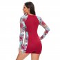 Competitive Swimwear Red Vintage Surf Suit Sport Conservative Wetsuit Floral Swim Wear PQ-FR-12