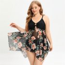 3XL Floral Print Tankini Set Plus Size Swim Dress Women Mesh Swimsuit PQ222048B