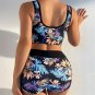 Women Tank Tops Bikinis Sexy Floral Beachwear Push Up Swimwear PQ2406