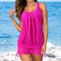 Solid Color Bathing Suit Loose Lantern Tankini Set For Women Female Plus Size Swimwear