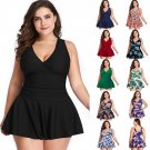 Plus Size Woman Vintage Swimwear Oversize Floral Swimming Dresses