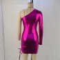One Sleeve Midi Dress For Woman Patent Leather Sexy Dresses PQ14669