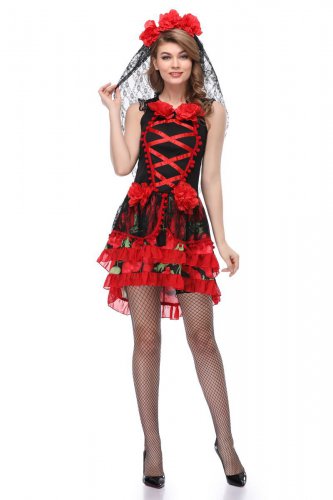 Halloween Ghost Bride Uniform Mexican Day of the Dead Costume Ball Costume COS Vampire Costume