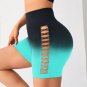 Gradient Cut Out Sport Shorts Women High Waist Boxer Bubble Butt Athletic Short Pants