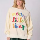 Beige Corduroy Christmas T-shirt Women Long Sleeve Sweaters Santa Claus Pullover Xmas Tops PQ416