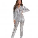 Woman Punching Holes Jumpsuit Sexy Catwoman Costume Hollow Clubwear Faux Leather Catsuit