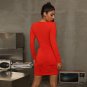 Red Valentine Day Sexy Dresses Long Sleeve Mini Dress For Woman Club Wear PQ1598