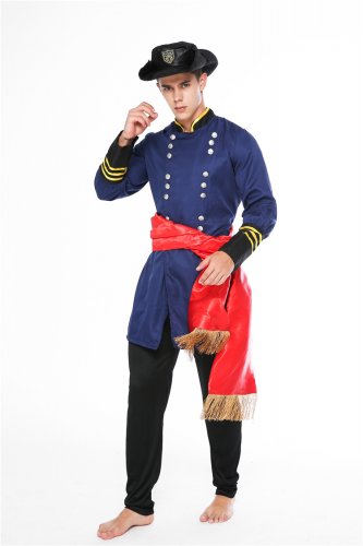 Halloween Man Cosplay Fancy Dress Medieval General Robert E.Lee Costume with Hat
