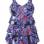 Women Vintage 5XL Oversize Swimwear Plus Size Floral Print Tankini Set Retro Swimsuit