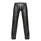 Gay Steampunk Mesh Trousers Fetish PU Pants For Men Faux Leather Club Wear