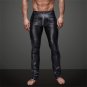 Gay Steampunk Mesh Trousers Fetish PU Pants For Men Faux Leather Club Wear