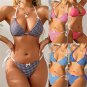 Printed Grid Triangle Bikini For Woman Sexy Tie Side Swimwear PQ25053