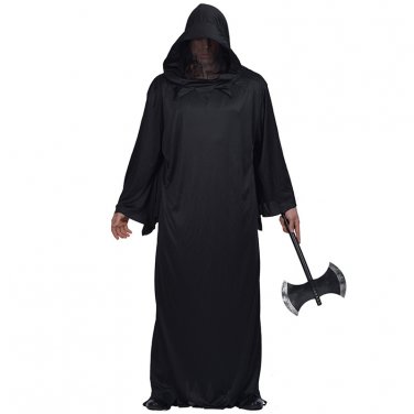 Halloween Black Robed Warrior Costume Carnival Ghost Jumpsuit Cosplay Uniform