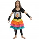 Teen Colorful Skeleton Witch Costume For Girls Teen Halloween Vampire Cosplay Fancy Dress
