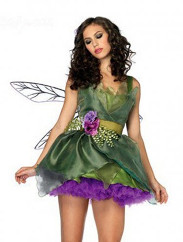Carnival Green Elf Cosplay Fancy Dress Halloween Outfit Nymph Sexy Princess Costume