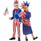 Halloween Uncle Sam's Costume For Kid American USA Independence Day Outfit PQ4307