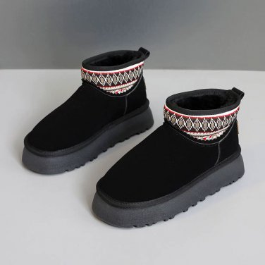 Women's Winter Outdoor Snow Boots - Fleece-Lined Shoes Slip-Resistant Platform Sneakers