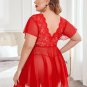 Ladies Oversize Lace Sleepwear Sexy Plus Size Robes Red Woman Valentine Nightwear Underwear