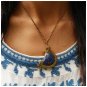 Wire and Lapis Lazuli Moon Necklace