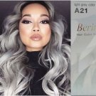 Berina Permanent Hair Dye Cream Light Grey Color # A21   Free Gloves