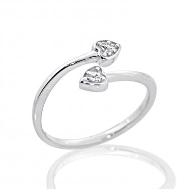 Silver Dew 925 Sterling Silver Heart Bypass Adjustable Delicate Toe Ring for Beach Wear