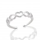 Silver Dew Mini heart Upside-Down 925 Sterling Silver Adjustable Toe Ring