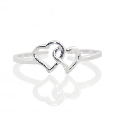 Silver Dew 925 Sterling Silver Double Heart Shape Midi Toe Ring for Womens