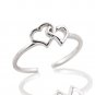 Silver Dew 925 Sterling Silver Double Heart Shape Midi Toe Ring for Womens