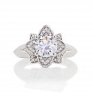 Silver Dew 925 Sterling Silver  Beautiful Lotus Wedding Ring
