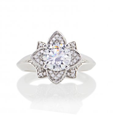 Silver Dew 925 Sterling Silver  Beautiful Lotus Wedding Ring