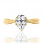 Silver Dew 925 Sterling Silver Yellow Gold Plated Pear Stone Solitaire Ring For Woman's