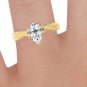 Silver Dew 925 Sterling Silver Yellow Gold Plated Pear Stone Solitaire Ring For Woman's