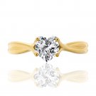 Yellow Gold Plated Silver Dew 925 Sterling Silver Fashion Solitaire Ring In Simulated Diamond