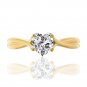Yellow Gold Plated Silver Dew 925 Sterling Silver Fashion Solitaire Ring In Simulated Diamond