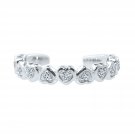 Silver Dew Mini Heart 925 Sterling Silver Women Adjustable Toe Ring with 14 White Gold Plated