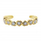 Silver Dew Mini Heart 925 Sterling Silver Women Adjustable Toe Ring with 14k Yellow Gold Plated