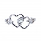 Silver Dew Double Heart Solitaire 925 Sterling Silver Adjustable Toe Ring For Women