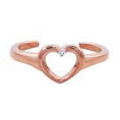 Silver Dew Open Heart Solitaire 925 Sterling Silver Adjustable Toe Rings For Women