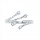 Silver Dew Bypass Open Diamond 925 Sterling Silver Adjustable Toe Ring For Ladies 14k Gold Plated