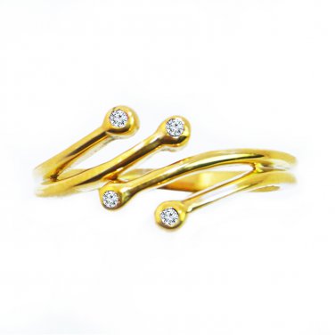 Silver Dew Bypass Open 925 Sterling Silver Adjustable Toe Ring For Women 14k Yellow Gold Plated